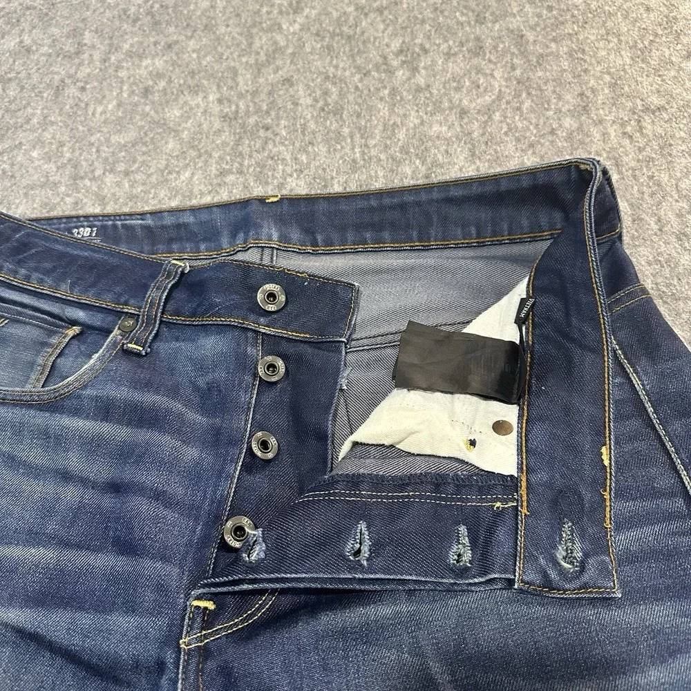 G-Star Raw 3301 Straight Jeans Men's Denim Blue Button Fly - Size 32x32